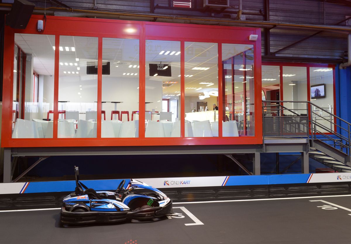Indoor go-karts ready for a race at FunRace
